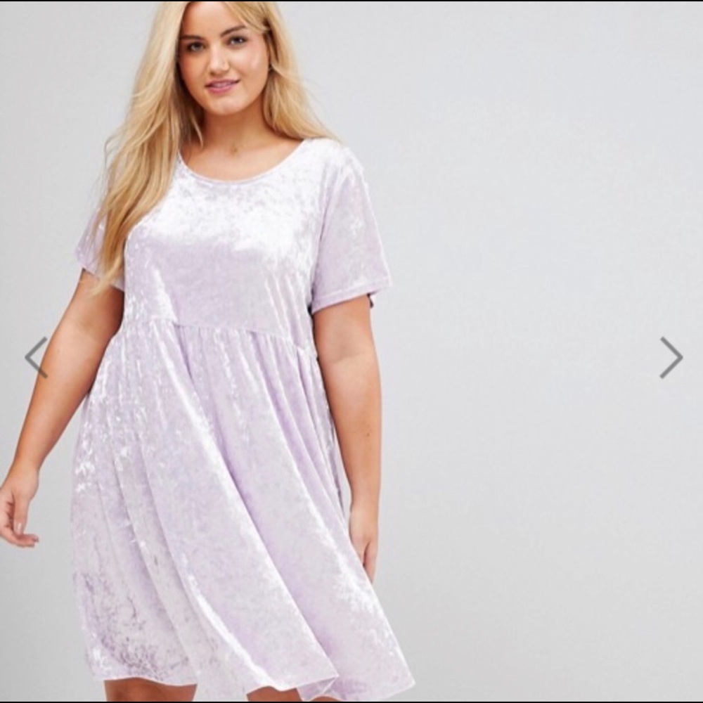 Lavender crushed velvet dress.